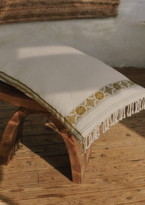 Assam Stripe Hand Woven Cotton Housewife Pillowcase | Ecru/Olive