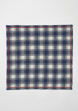 Set of Four Hand Woven Check Napkins | Mixed Blues