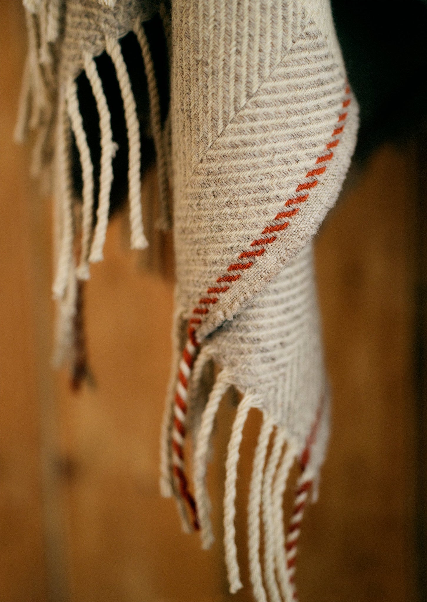 Alva Wool Blanket | Taupe/Coral