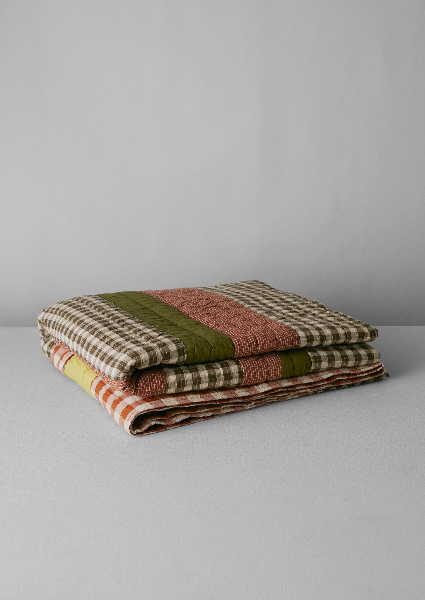 Lowen Cotton Patchwork Quilt | Rich Olive/Copper