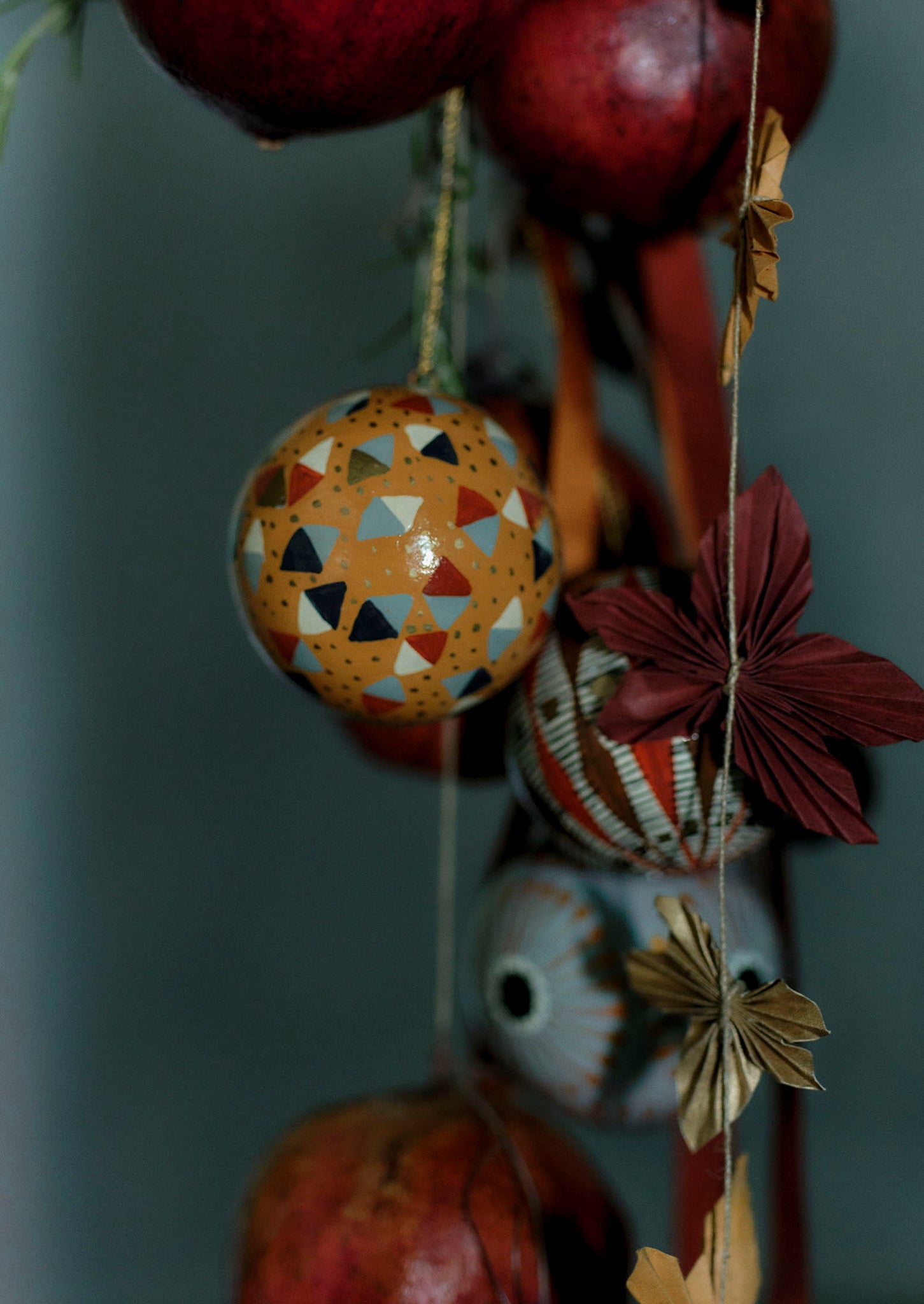 Tangram Hand Painted Bauble | Harvest Gold/Copper