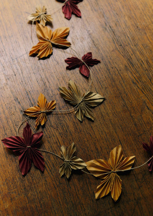 Maple Leaf Paper Garland | Madder/Pale Amber/Gold