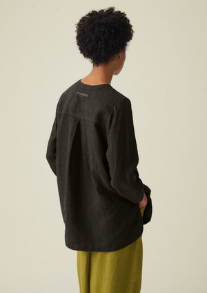 Garment Dyed Linen Shirt | Black Coffee