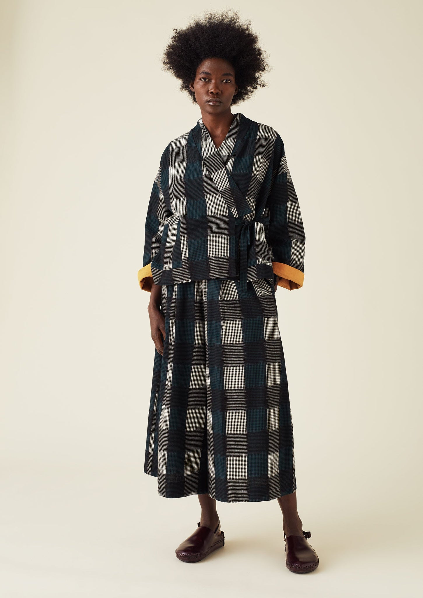 Gingham Ikat Culottes | Midnight Blue