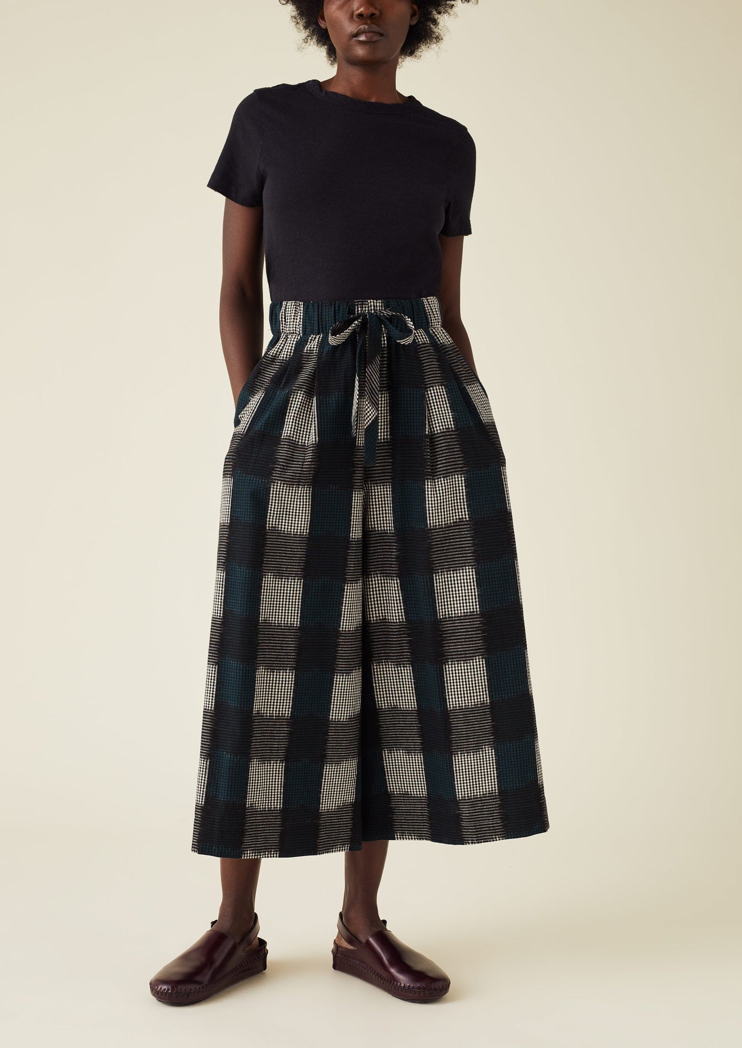 Gingham Ikat Culottes | Midnight Blue