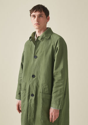 Box Pleat Cotton Linen Trench | Spring Green