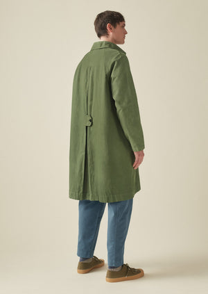 Box Pleat Cotton Linen Trench | Spring Green