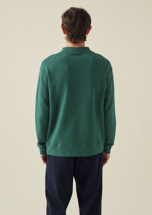 High Neck Slub Jersey Sweatshirt | Green Slate