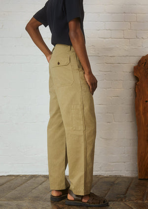 Cotton Linen Carpenter Trousers | Taupe