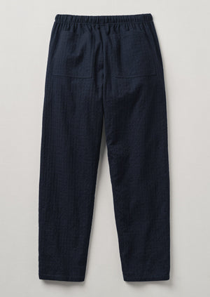 Alfie Cotton Wool Seersucker Drawstring Trousers | Workwear Blue