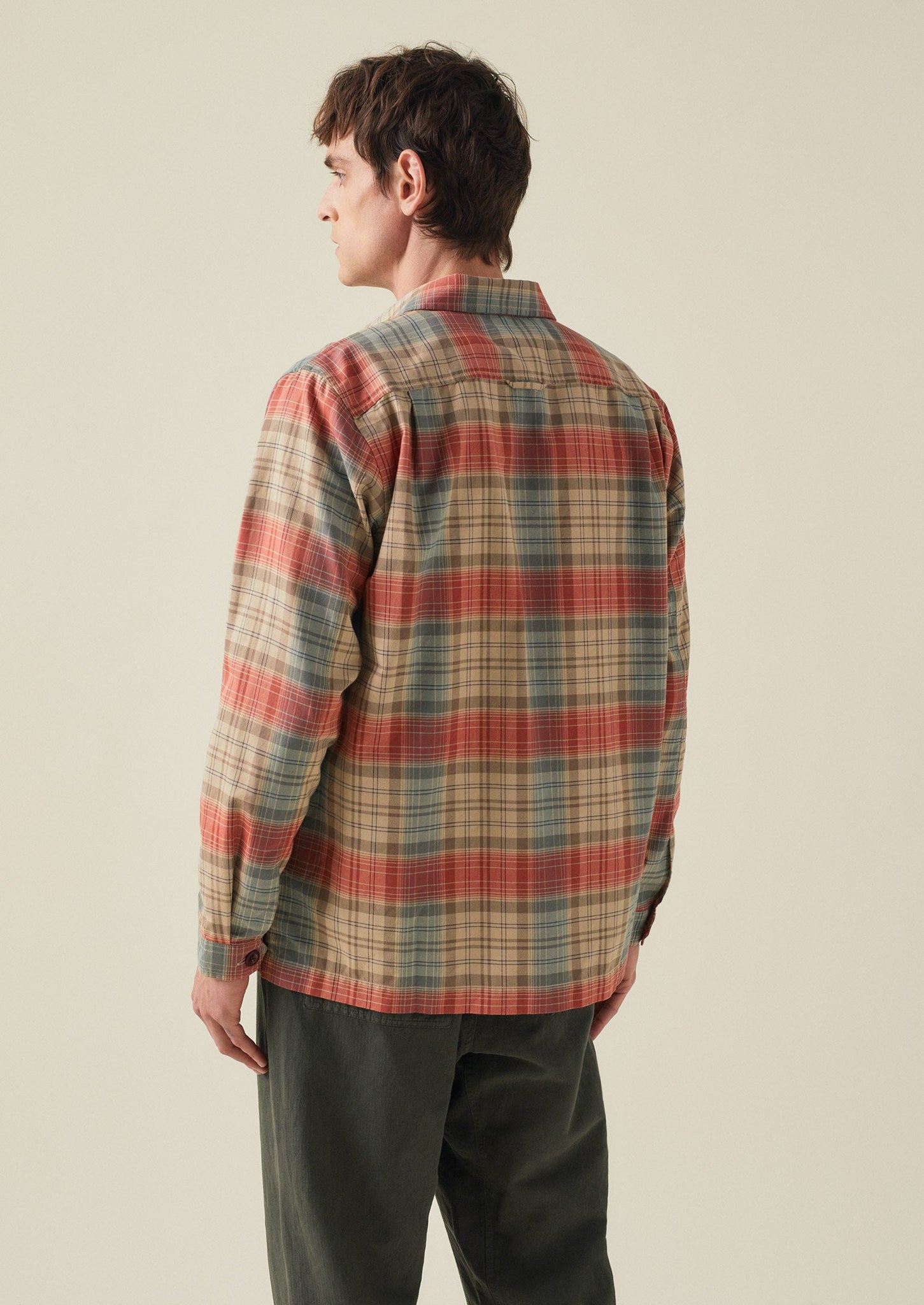 Point Collar Plaid Check Shirt | Teal/Red