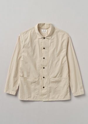 Crinkle Organic Cotton Stripe Shirt | Oyster Grey/Birch