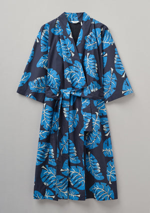 Ono Leaf Cotton Gown | Dark Navy