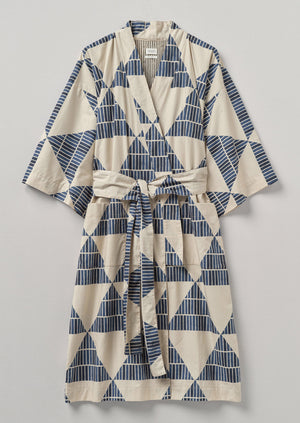 Diamond Block Print Cotton Gown | Dark Blue