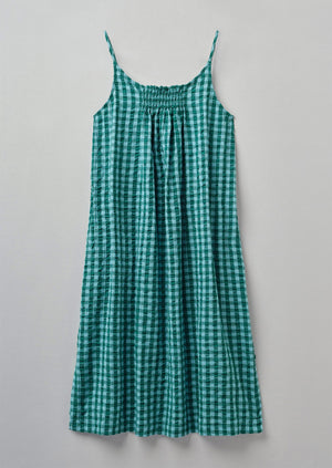 Gingham Cotton Seersucker Nightdress | Sea Green
