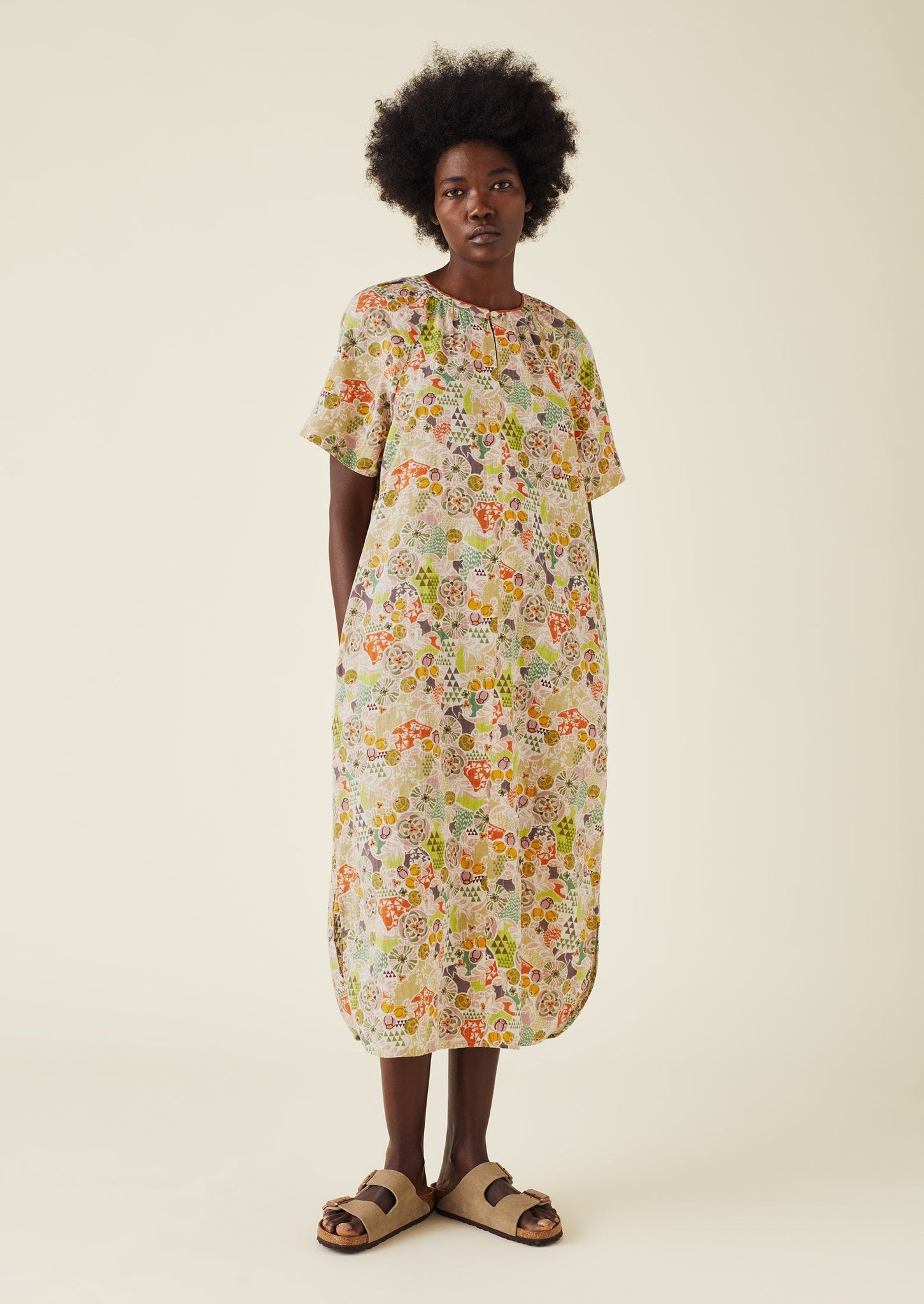 Harlequin Print Organic Cotton Nightdress | Gardenia