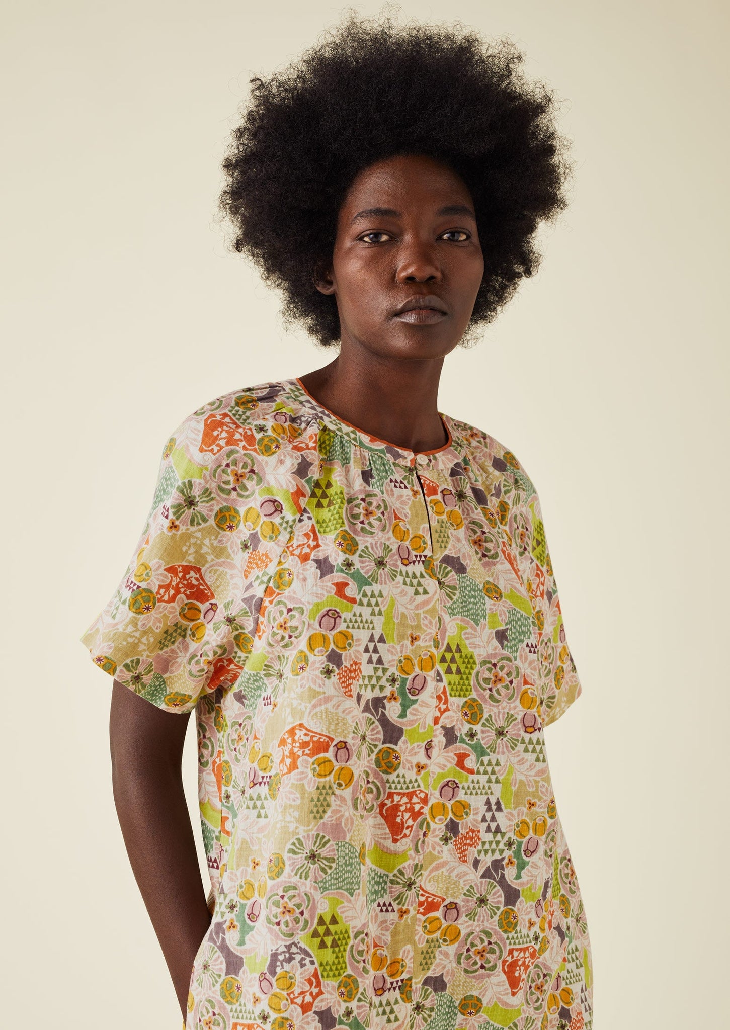Harlequin Print Organic Cotton Nightdress | Gardenia