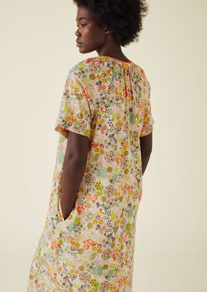 Harlequin Print Organic Cotton Nightdress | Gardenia