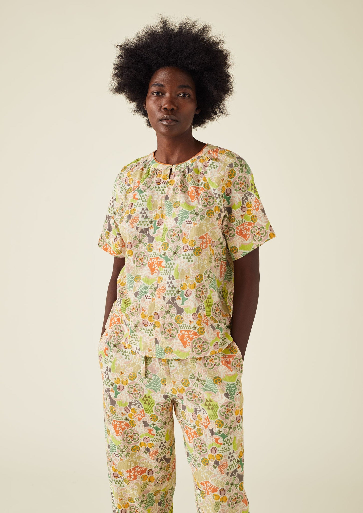 Harlequin Print Organic Cotton Pyjamas | Gardenia