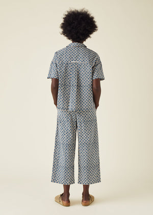 Hiko Block Print Cotton Pyjama Trousers | Blue