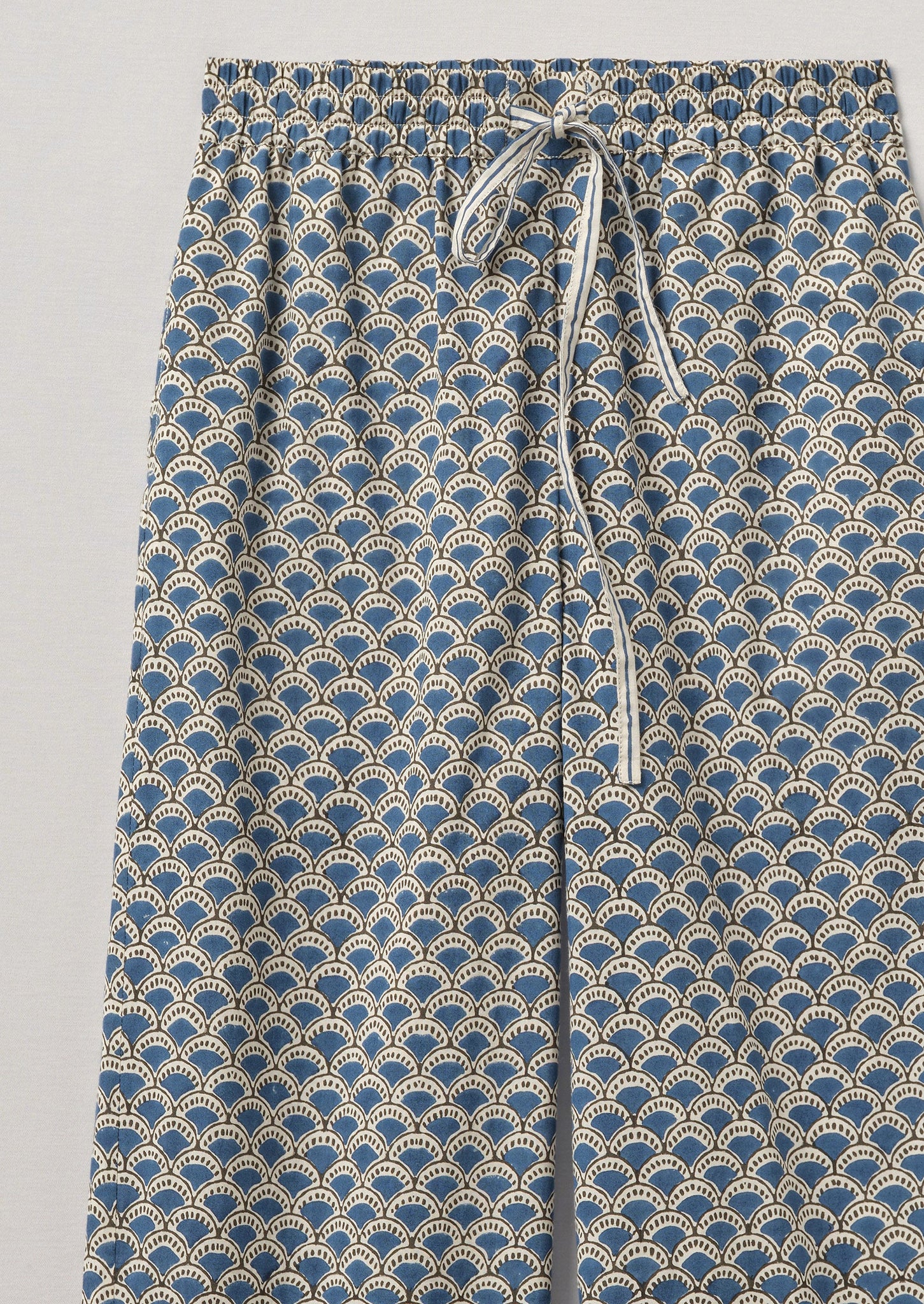 Hiko Block Print Cotton Pyjama Trousers | Blue