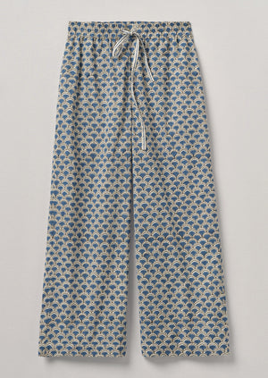Hiko Block Print Cotton Pyjama Trousers | Blue