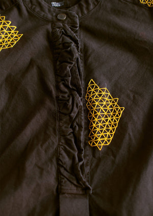Renewed Ruffle Neck Shirt Dress Size 8 | Verdi Gris
