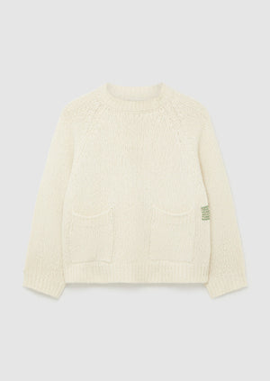 Renewed Patch Pocket Slub Sweater Size XS | Ecru