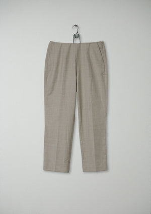 Reworn Textured Slim Leg Trousers Size 12 (084) | Natural