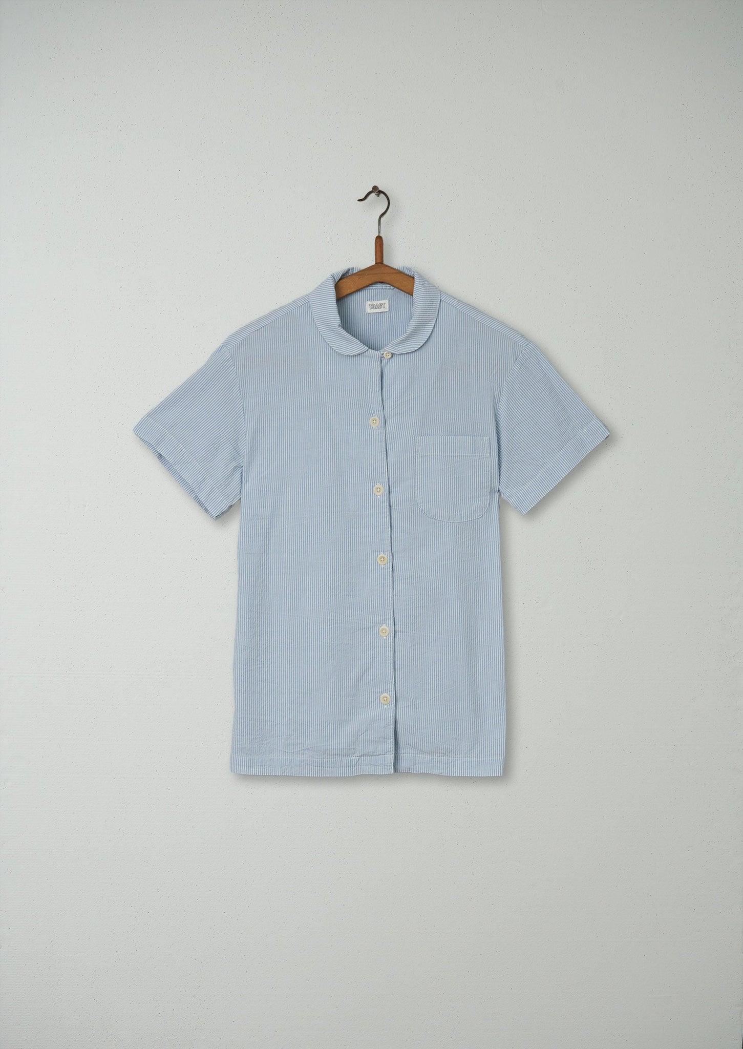 Reworn Fine Cotton Stripe PJ Top Size 8 (087) | Blue/White