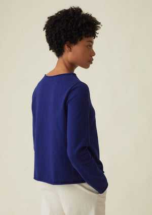 Heavy Cotton Rolled Edge Tee | Azure