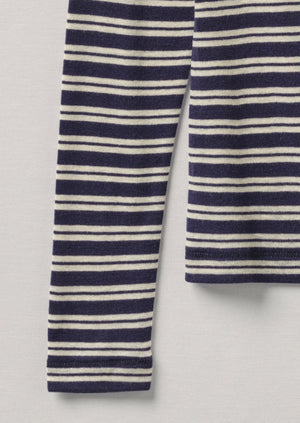 Boat Neck Stripe Wool Tencel Tee | Navy/Parchment