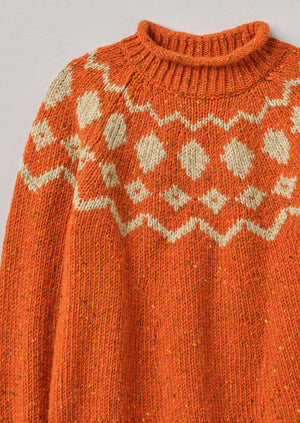 Graphic Yoke Donegal Sweater | Persimmon/Oat