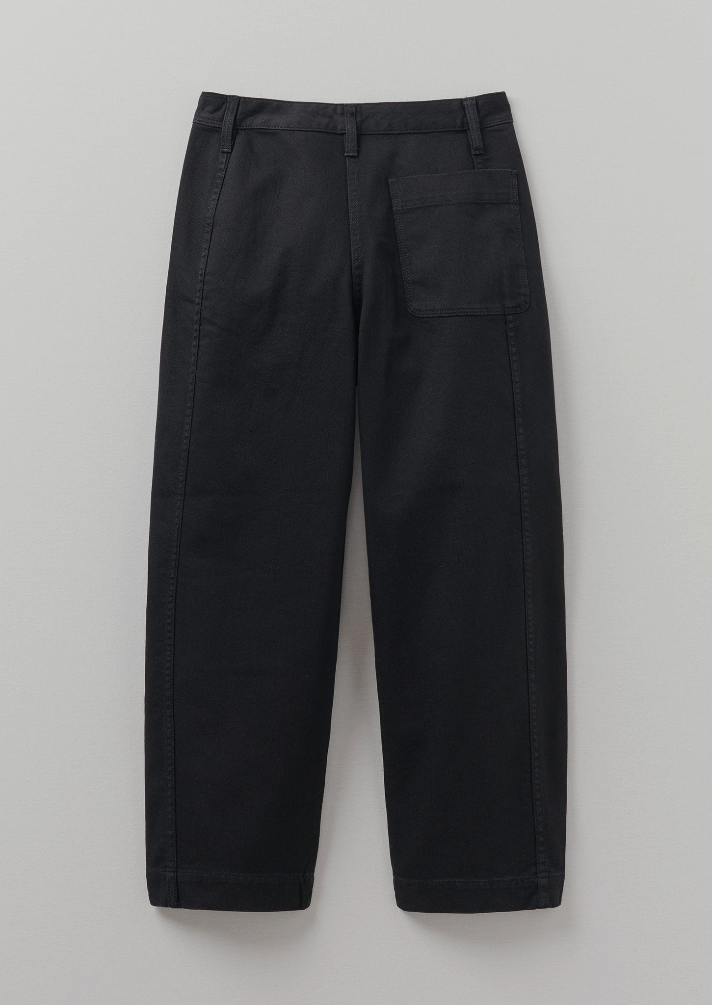 Black Denim Flat Front Trousers | Black